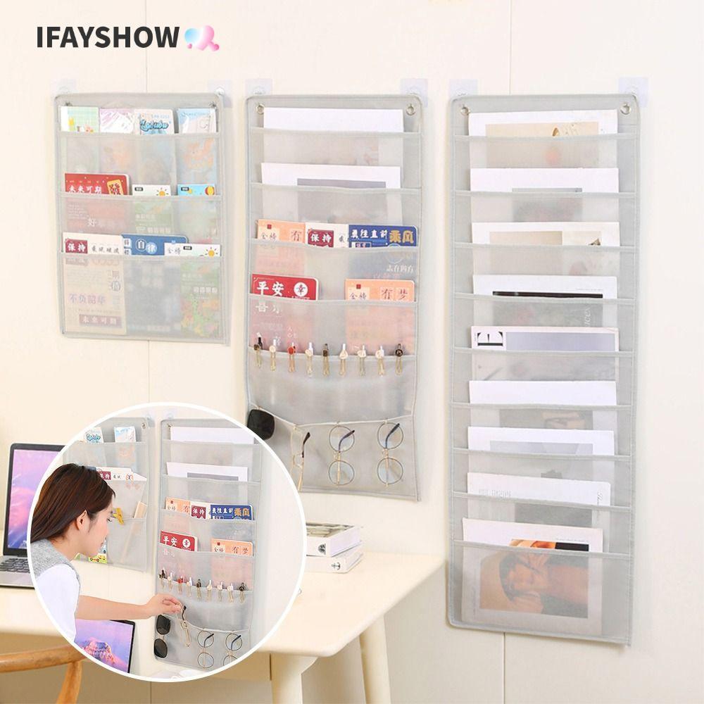 IFAYSHOW กระเป๋าเอกสารแบบแขวน, แฟ้มแขวนแผนภูมิกระเป๋า 3/6/9 ชั้น, มัลติฟังก์ชั่นความจุขนาดใหญ่ทนทานผ้าไม่ทอถุงเก็บหนังสือสํานักงานโรงเรียน