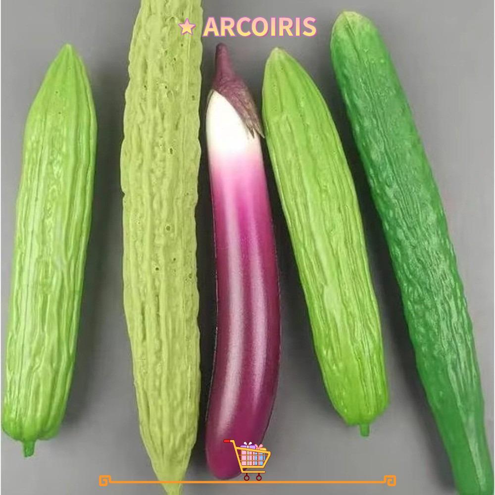 ARCOIRIS ผักประดิษฐ์, PU แตงกวาจําลองผักเครื่องประดับ, ข้าวโพดสมจริง Aubergine กล้วยอุปกรณ์ถ่ายภาพแสดงเครื่องประดับ