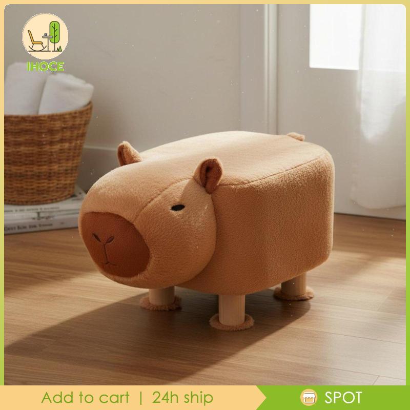 [Ihoce] Capybara Animal Children สตูลวางเท้าพร้อมผ้าคลุมเก้าอี้กํามะหยี่ Ottoman สตูลสําหรับห้องเด็กและพื้นที่ห้องนั่งเล่น