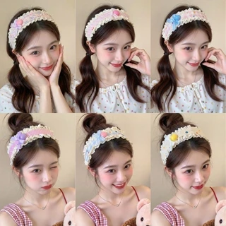 ผมโพสต์แถบคาดศีรษะแฟชั่นเกาหลีดอกไม้ Velcro Fluffy Wash Face แถบคาดศีรษะผมสติกเกอร์ Hairband อุปกรณ์เสริมผม