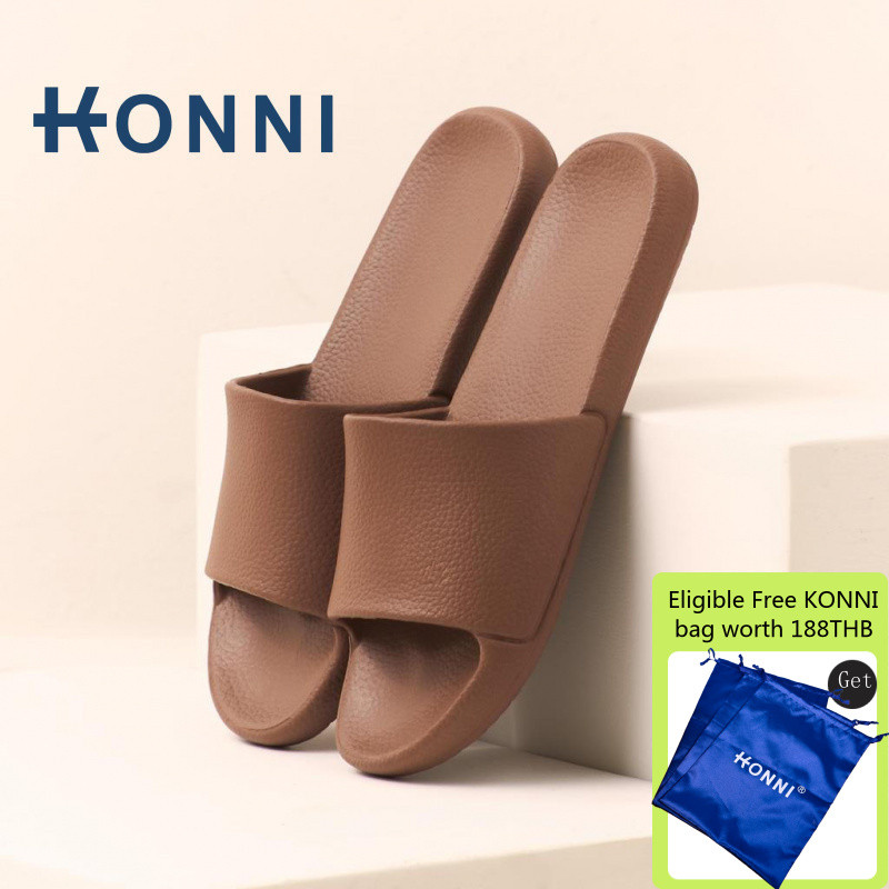 KONNI รองเท้าแตะ กันลื่น น้ำหนักเบา  รองเท้าแบบสวม รองเท้าใส่ในบ้าน ห้องน้ำ สีทึบเรียบง่าย นุ่มสบาย ผู้ชาย ผู้หญิง