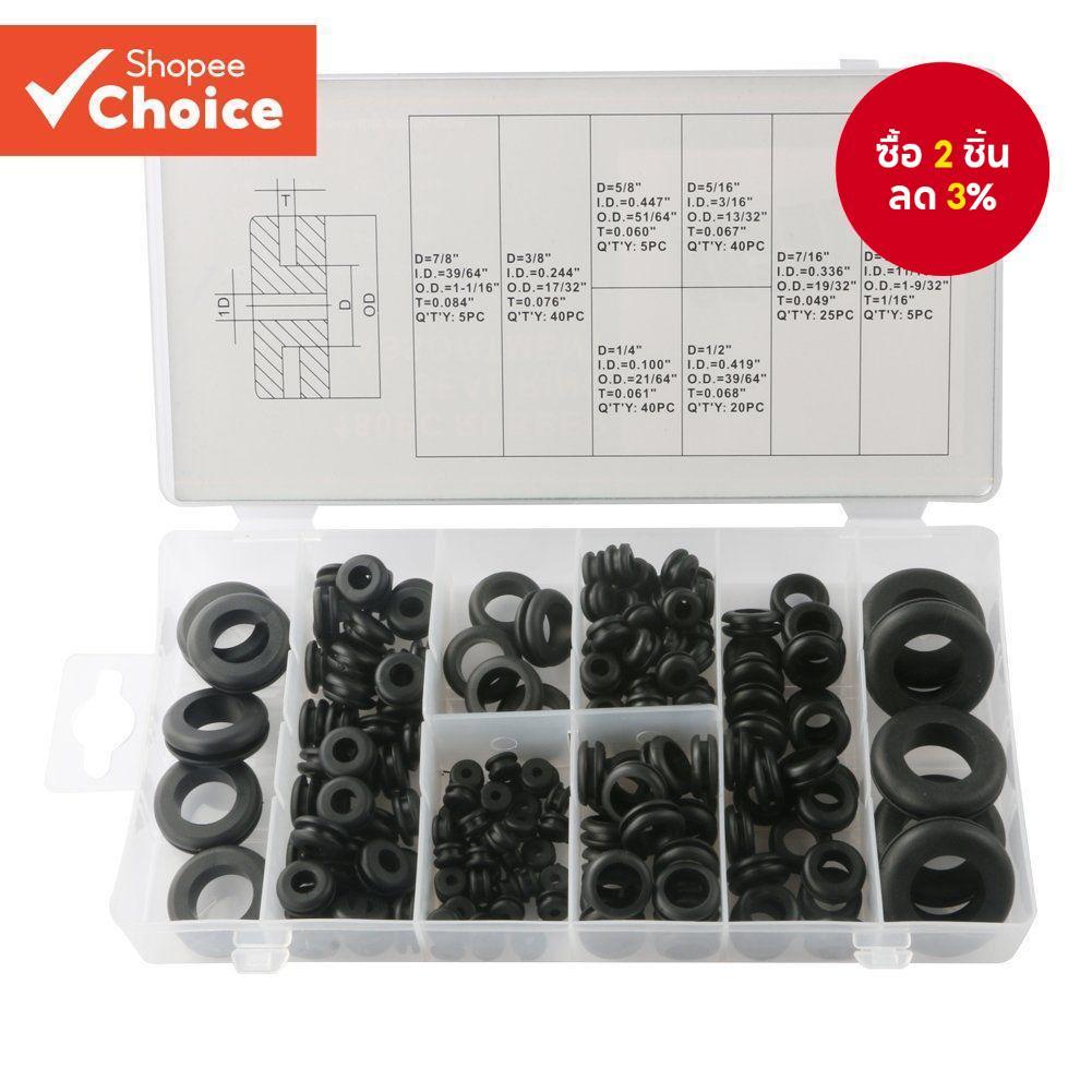 One ชุดยางทนทาน Grommets Firewall Hole Plug Retaining แหวนชุด, 180 ชิ้น 8 SAE ขนาดสําหรับรถยนต์สายไฟและกระบอกวาล์วท่อน้ํา
