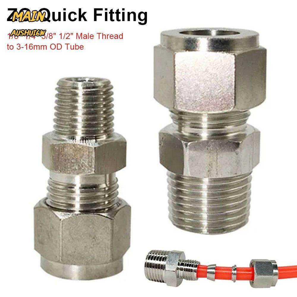 MAINAUSHUI6W 1 ชิ้นเชื่อมต่อหลอด,คู่ Ferrule 304 SS Quick Fitting,สแตนเลส 1/8" 1/4 "3/8" 1/2 "ชายด้า