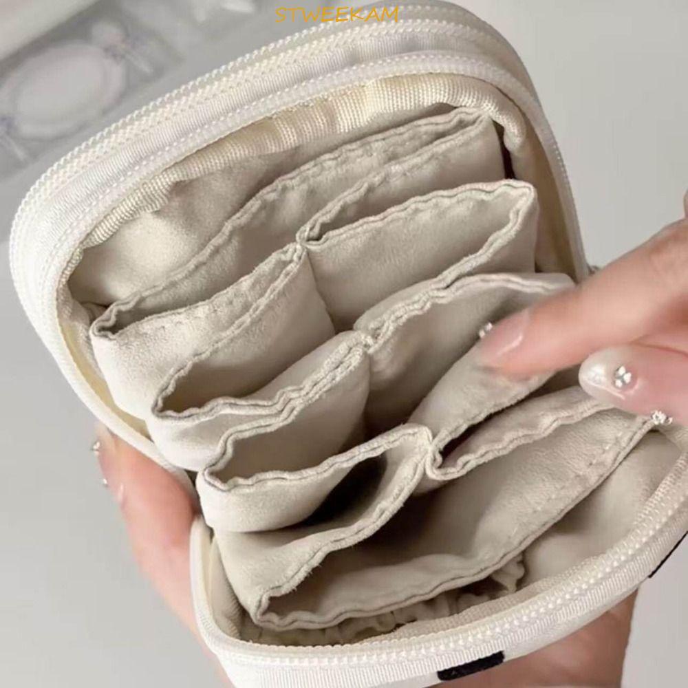 STWEEKAM Travel Bracelet Organizer, ผีเสื้อเย็บปักถักร้อย Multi-pocket กระเป๋าเก็บเครื่องประดับ,โมเดิร์นประหยัดพื้นที่ประณีตมัลติฟังก์ชั่น่ารักสร้อยคอกระเป๋าแหวนเก็บ