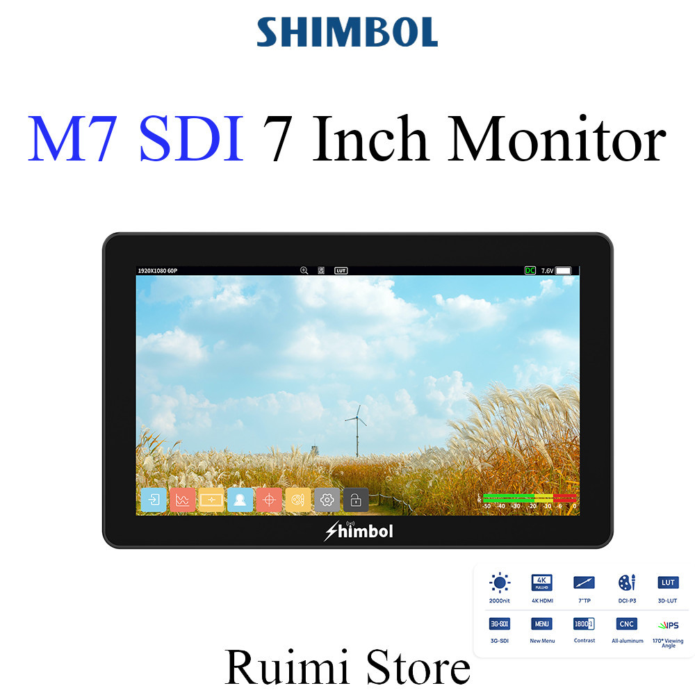Shimbol M7 7 นิ้ว 3D LUT 3G-SDI กล้อง Field Monitor 2000Nit Daylight ดูได้