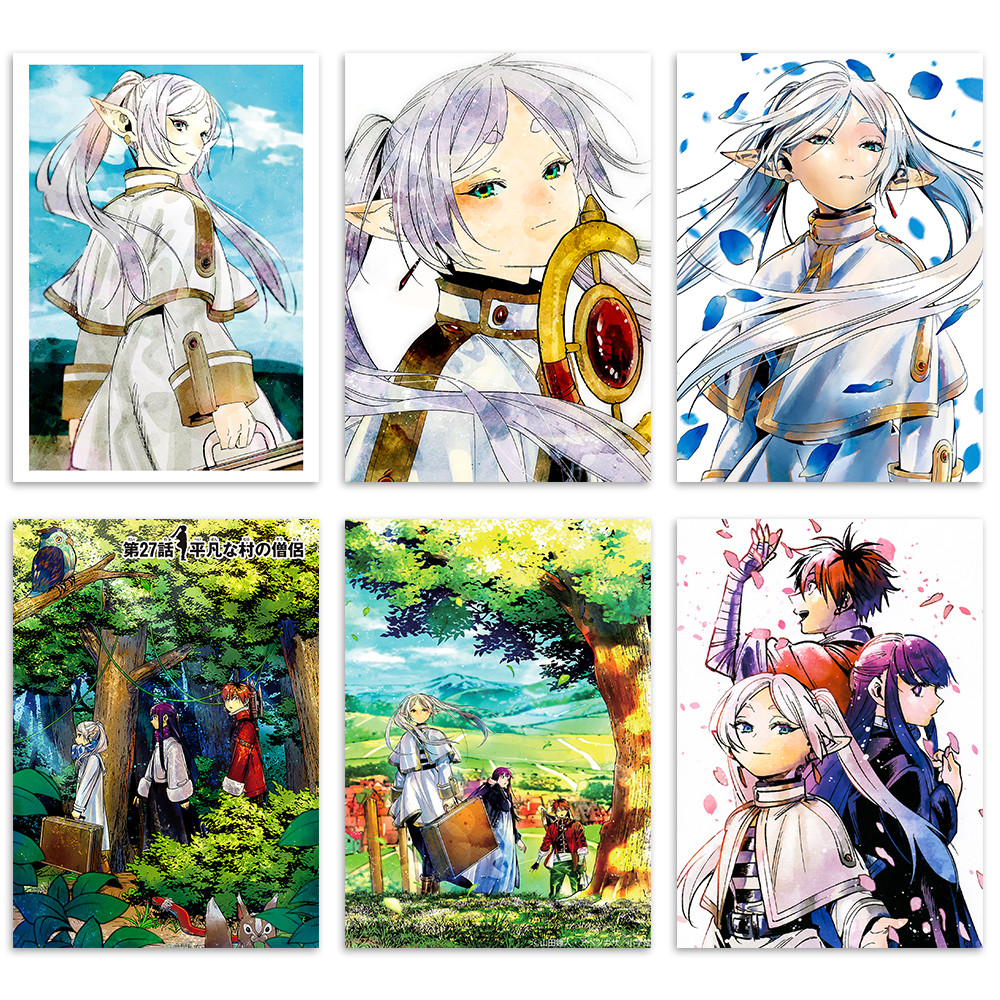 ภาพวาดอนิเมะคลาสสิก Frieren Manga Poster สไตล์สีน้ำลายเส้นการ์ตูน Fern Stark มีกาวในตัว โปสเตอร์วินเทจ ภาพติดผนังตกแต่งบ้าน แต่งห้องทำงาน ห้องนอน มังงะ Fan Gift สั่งทำตามขนาด
