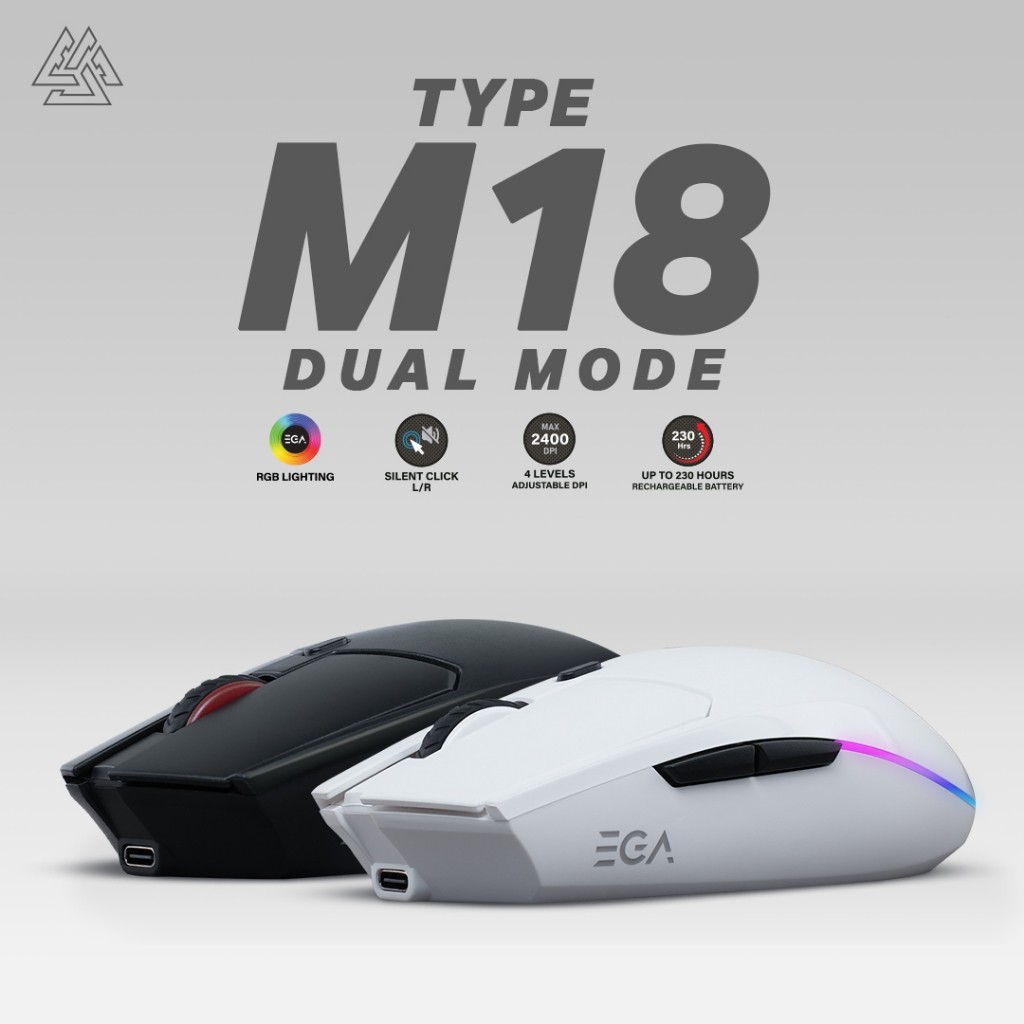 [ประกัน 2 ปี] EGA Type M18 Silent Click Gaming Mouse เมาส์เกมมิ่งแบบ 6 ปุ่ม พร้อมไฟ RGB ปรับ DPI ได้ 4 ระดับ