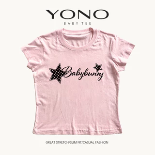 (พร้อมส่ง24ชม.) baby tee สีน้ำตาล ลายดาวลายจุดกับตัวอักษร ฟีลวินเทจหวานเท่ ทรงเข้ารูป ใส่ชิคแมตช์ง่าย