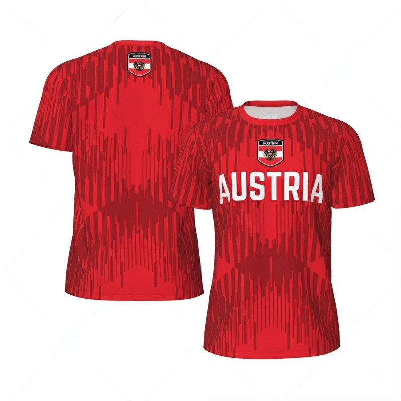 Austria Flag Football T Shirts For Men Fashion Summer National Emblem 3D Printed Jersey Casual Quick Dry Breathable Tees