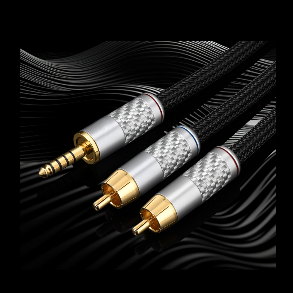 HiFi 4.4 มม.ถึง 2RCA สายสัญญาณเสียงสําหรับลําโพงเครื่องขยายเสียง Hi-end 4.4 มม.Balance ถึง 2RCA สายอะแดปเตอร์เสียงชาย