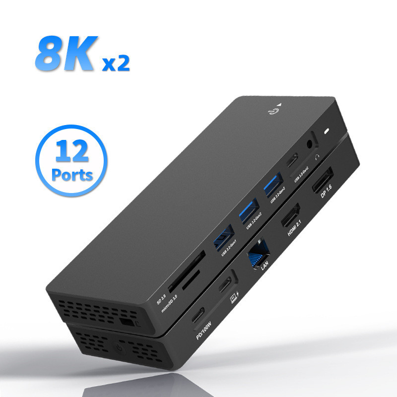 8K30Hz Docking Station DP1.4 HDMI2.1 Gigabit Notebook Docking Station usb3.2 Converter 8K HD