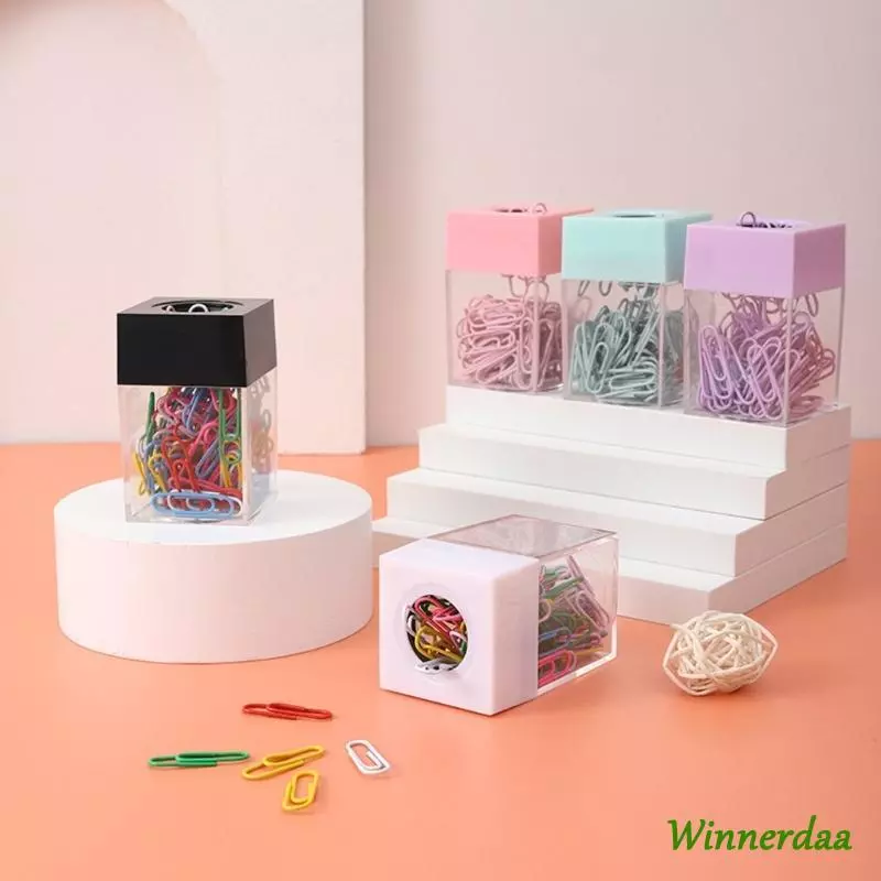 WIN Square กล่องเก็บสําหรับคลิปหนีบกระดาษ Organizer คลิปหนีบกระดาษแม่เหล็กสําหรับ Cas