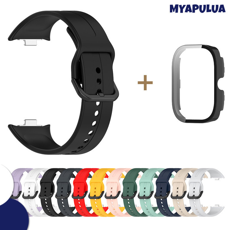 สายรัดซิลิโคนกรณีแก้วนิรภัย for Redmi Watch 6 5 4 อุปกรณ์เสริมป้องกันหน้าจอ PC ยางกีฬาอ่อน for Redmi Watch 6 5 4
