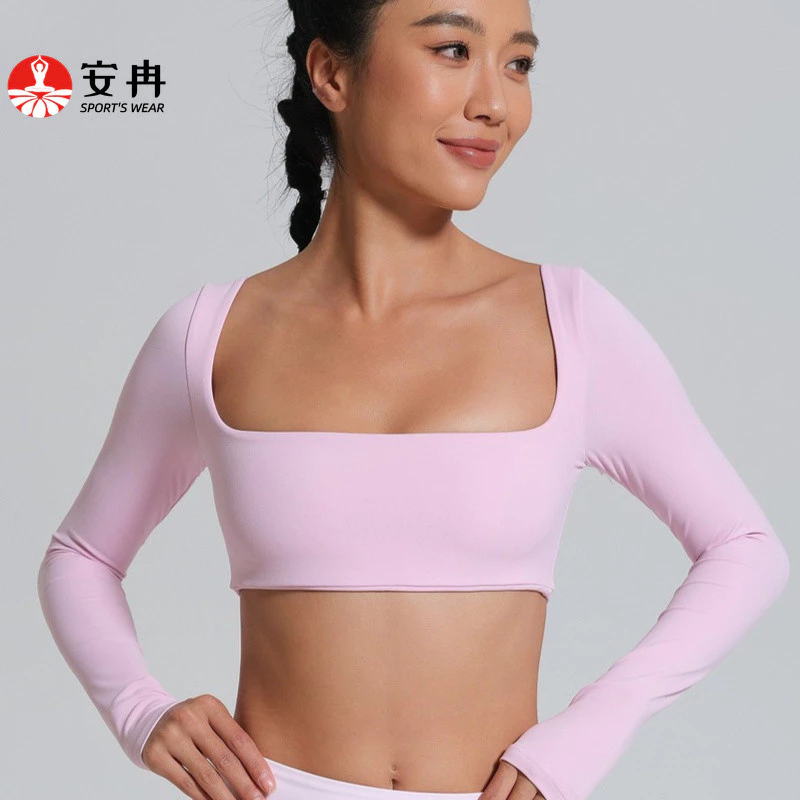 Anran เสื้อยืดแขนยาว เข้ารูป ออกกำลังกาย-โยคะ-วิ่ง