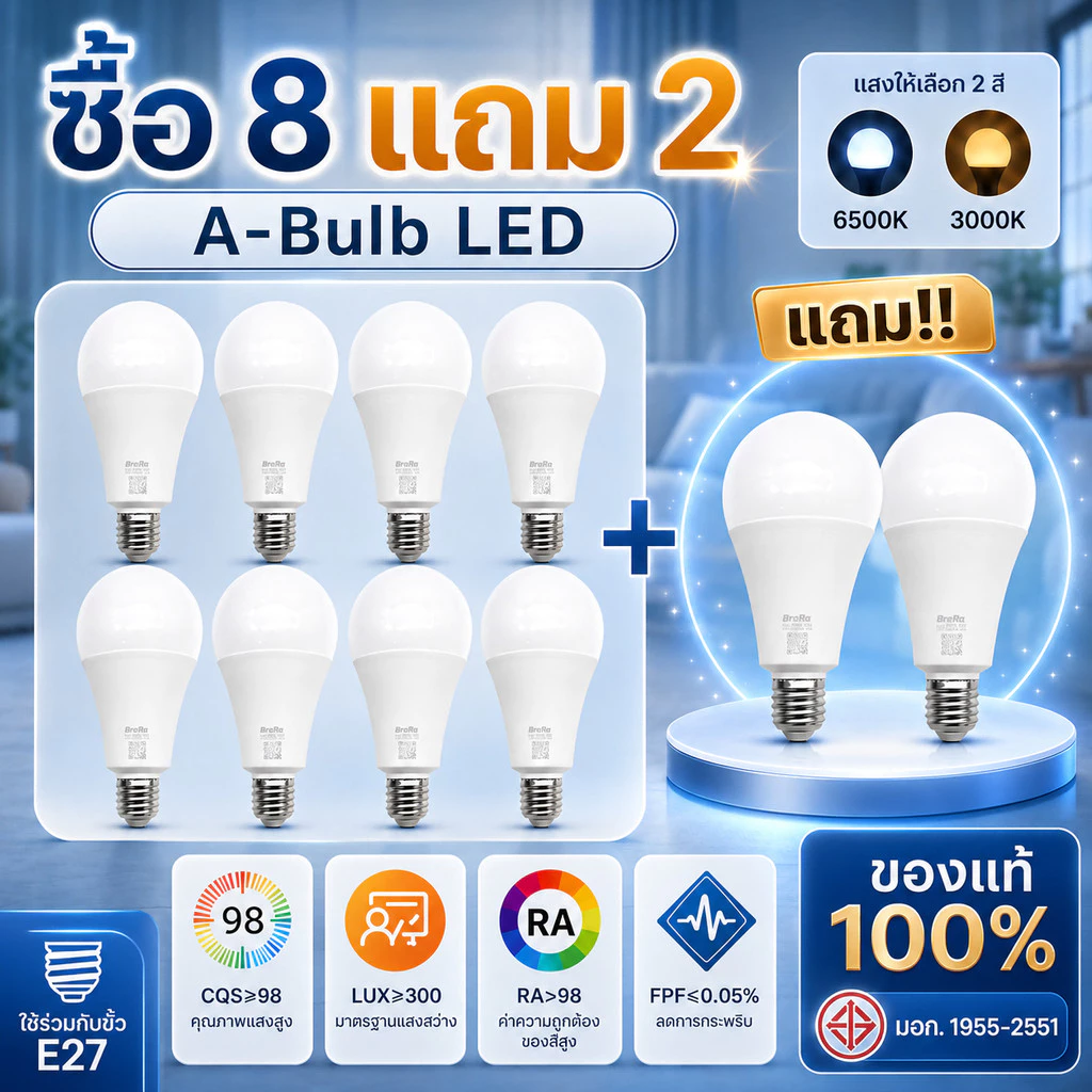 10PCS หลอดไฟ LED SlimBulb light ใช้ไฟฟ้า220V หลอดประหยัดไฟ9W 13W 18W 24W 48W หลอดไฟประหยัดพลังงาน ใช้ขั้วเกลียว E27