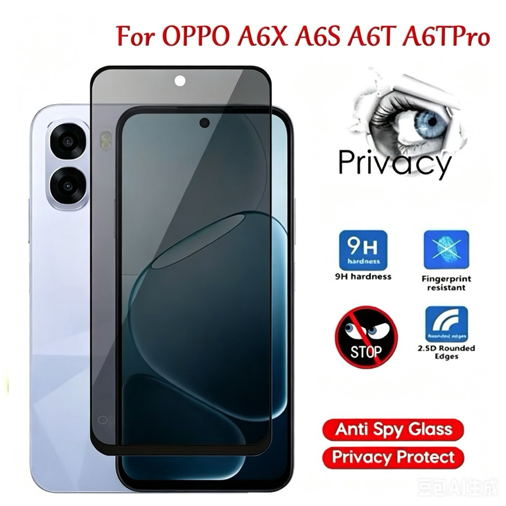 ฟิล์มกันมองกระจกเต็มจอ สำหรับ Oppo A6 A6X A6T A6S A6C A6TPro A6Pro กันมองข้าง พร้อมส่ง ป้องกันหน้าจอ