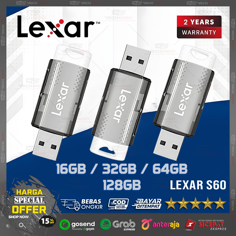 Lexar JumpDrive S60 16GB / 32GB / 64GB / 128GB USB 2.0 Fast & Stable คุณภาพสูง!!