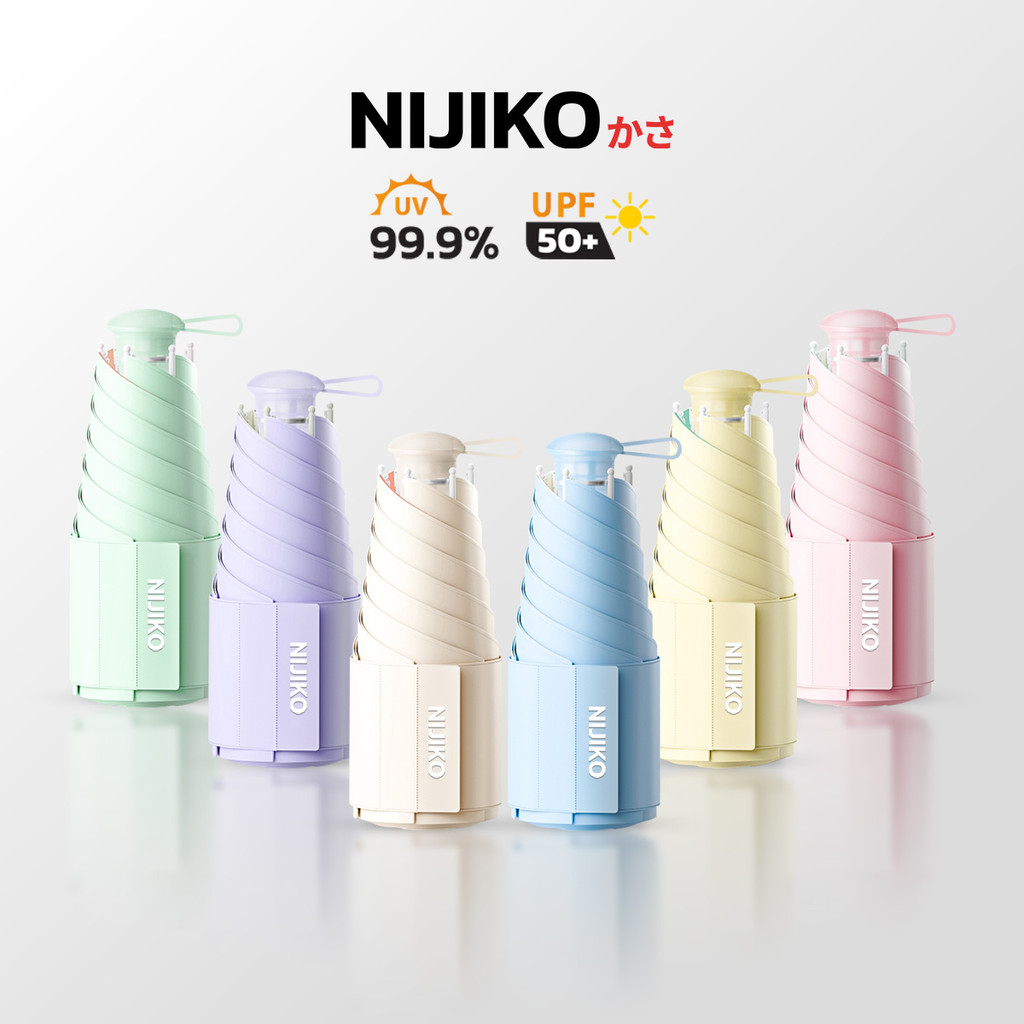 NIJIKO ร่มมินิ พับ 5 ตอน กันUV 99.9% UPF 50+ ร่มกันแดด ร่มกันฝน ขนาดพกพา