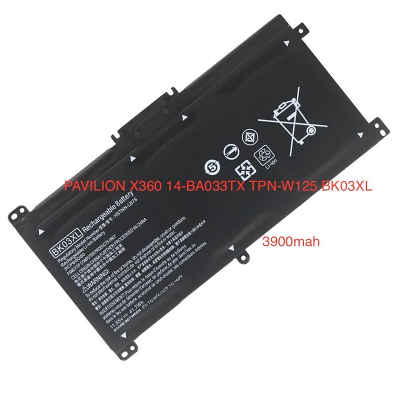 เหมาะสําหรับ HP/HP TPN-W125 BK03XL 916811-855 UB7G แบตเตอรี่แล็ปท็อป