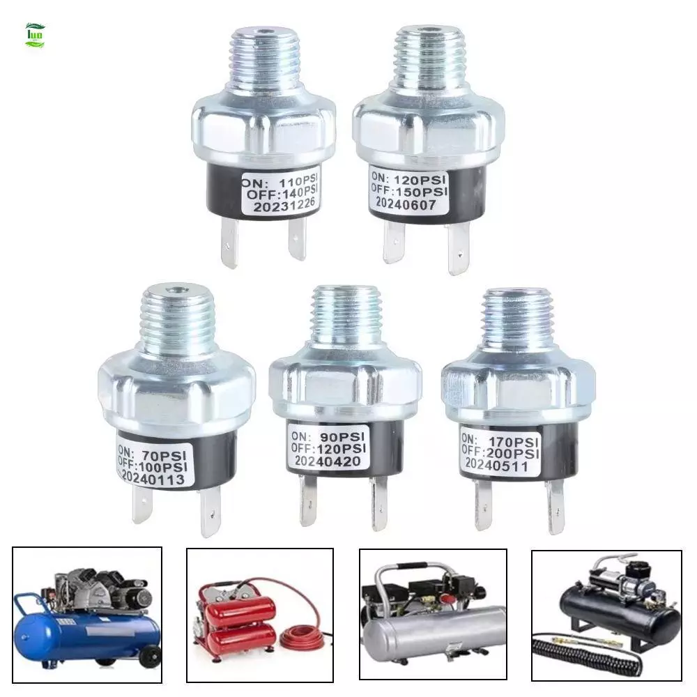 LUOLVTH สวิตช์ความดันอากาศ, 1/4 "NPT 12 V/24 V Air Compressor Switch, แบบพกพา 70-100/90-120/110-140PSI สวิตช์ความดันสําหรับ Air Tank อลูมิเนียมอัลลอยด์ควบคุม