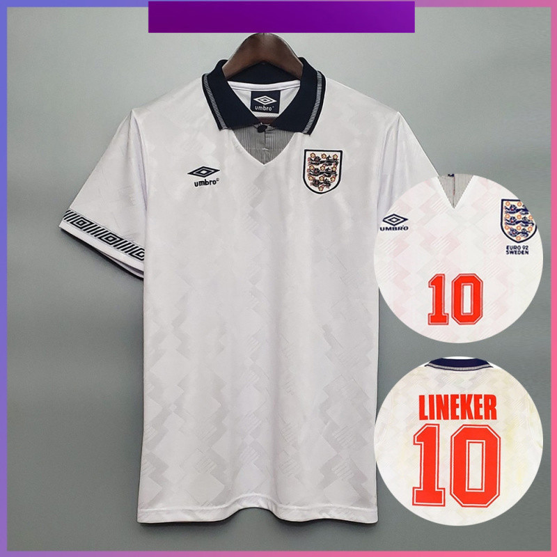 1990 Retro England Home Jersey การปรับแต่งชื่อหมายเลขเสื้อ