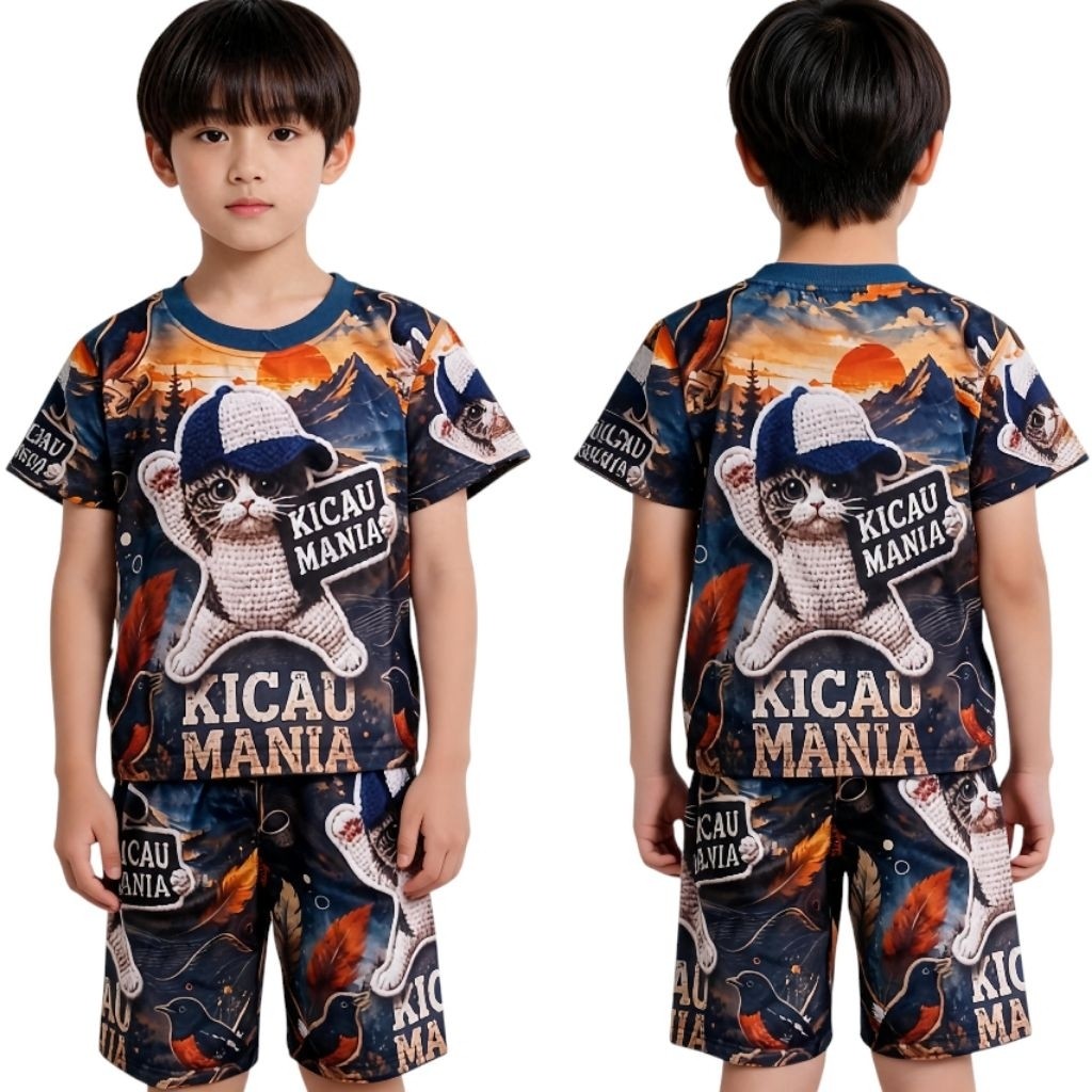 TP PREMIUM - ชุดสูทเด็ก Viral พร้อม Kicau Mania Motif พิมพ์เต็ม วัสดุ Milano Jersey แขนสั้น รุ่นใหม่