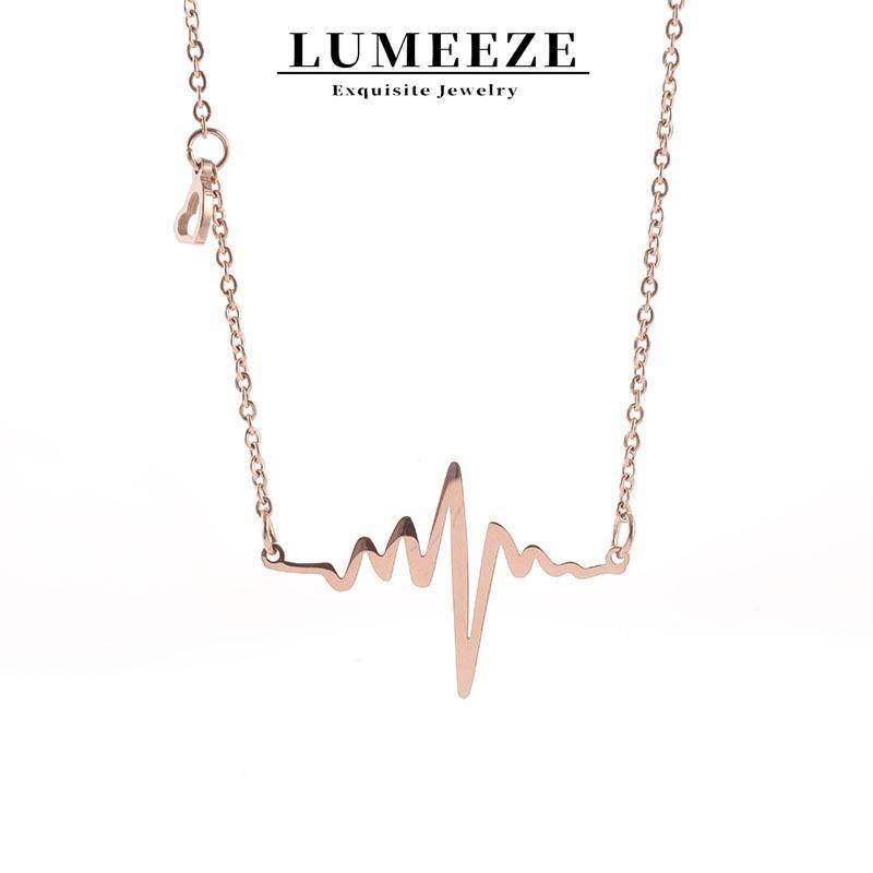 LUMEZE บุคลิกภาพ Simple All-Match ECG Heartbeat สร้อยคอจี้สั้น,แฟชั่น Clavicle Chain & Choker เครื่อ