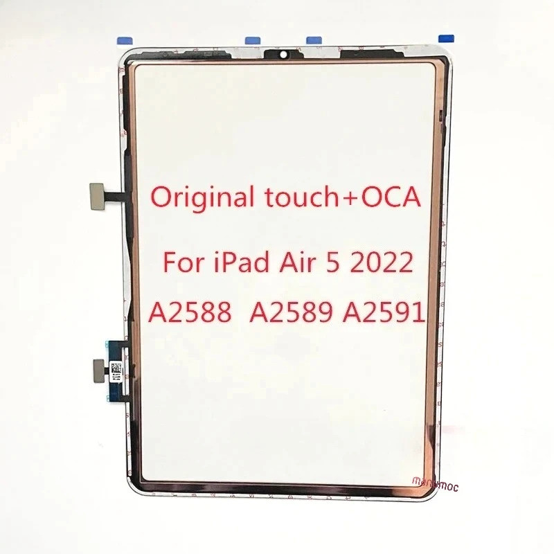 กระจก Touch Screen Digitizer พร้อม OCA กรอบสติกเกอร์สําหรับ iPad Air 5 10.9 A2588 A2589 A2591 จอแสดง