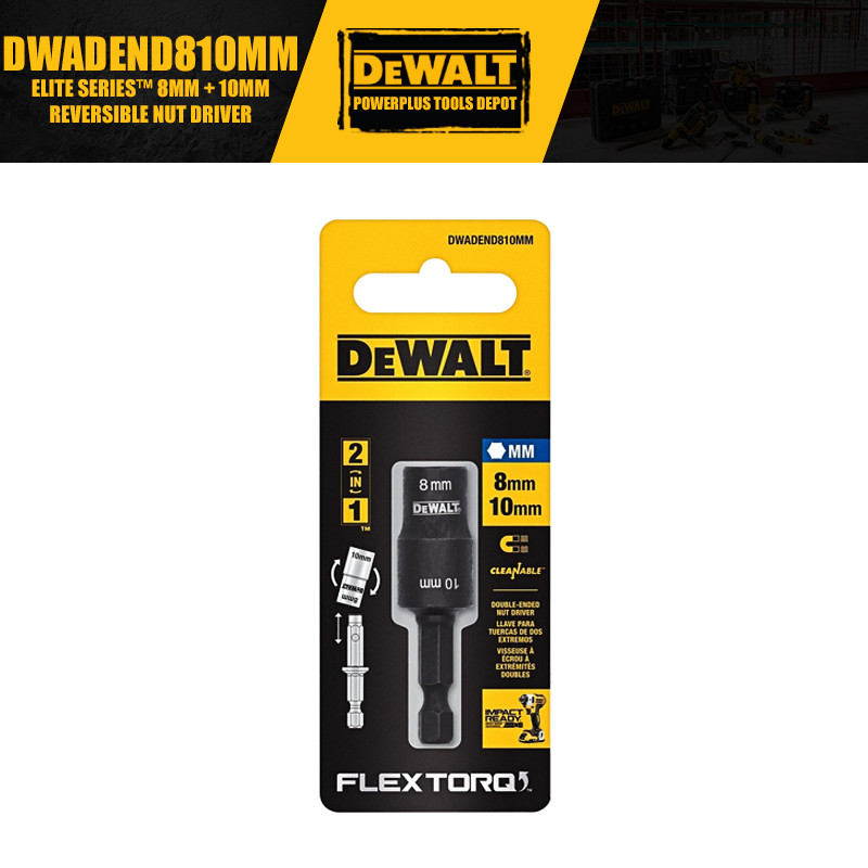 Dewalt DWADEND8 10MM ELITE SERIES™ ไดร์เวอร์น็อตแบบพลิกกลับได้ 8 มม. + 10 มม.