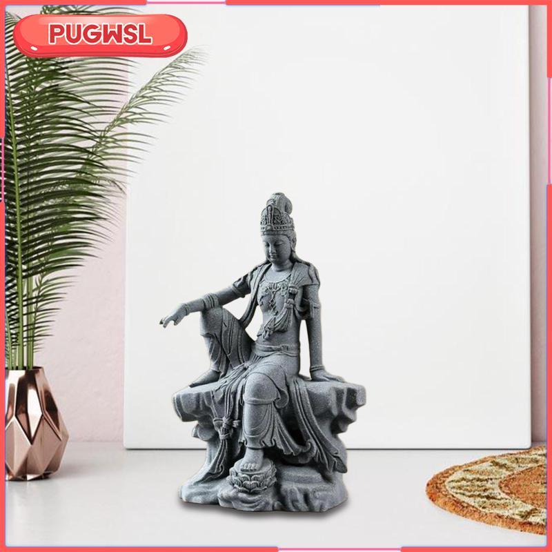 [pugwsl] รูปปั้นเจ้าแม่กวนอิมเรซินสีเทา ของขวัญในอุดมคติ ตามหลักฮวงจุ้ย, อุปกรณ์เสริมอเนกประสงค์, 9  6  14 ซม