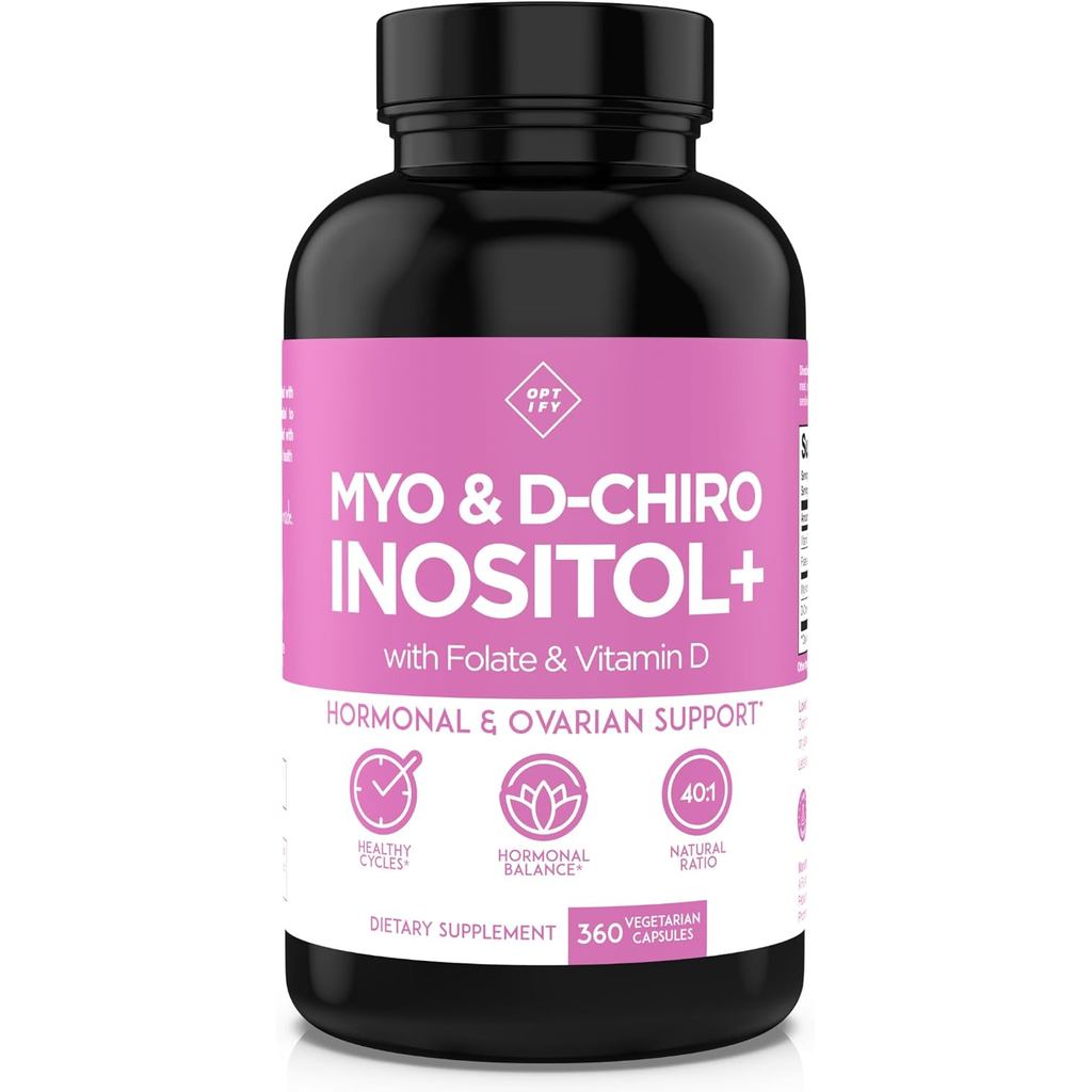 Optify Inositol อาหารเสริมสําหรับผู้หญิง – อุปทาน 90 วัน – Myo-Inositol และ D-Chiro Inositol พร้อมโฟ