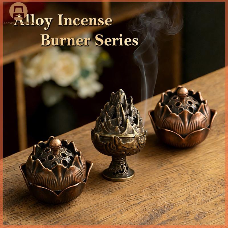 ABOVE Vintage Alloy ธูป Burner Sti ผู้ถือสามขา Hollow Out Mini ไม้จันทน์ Censer ธูป Burner ตกแต่งบ้าน TH