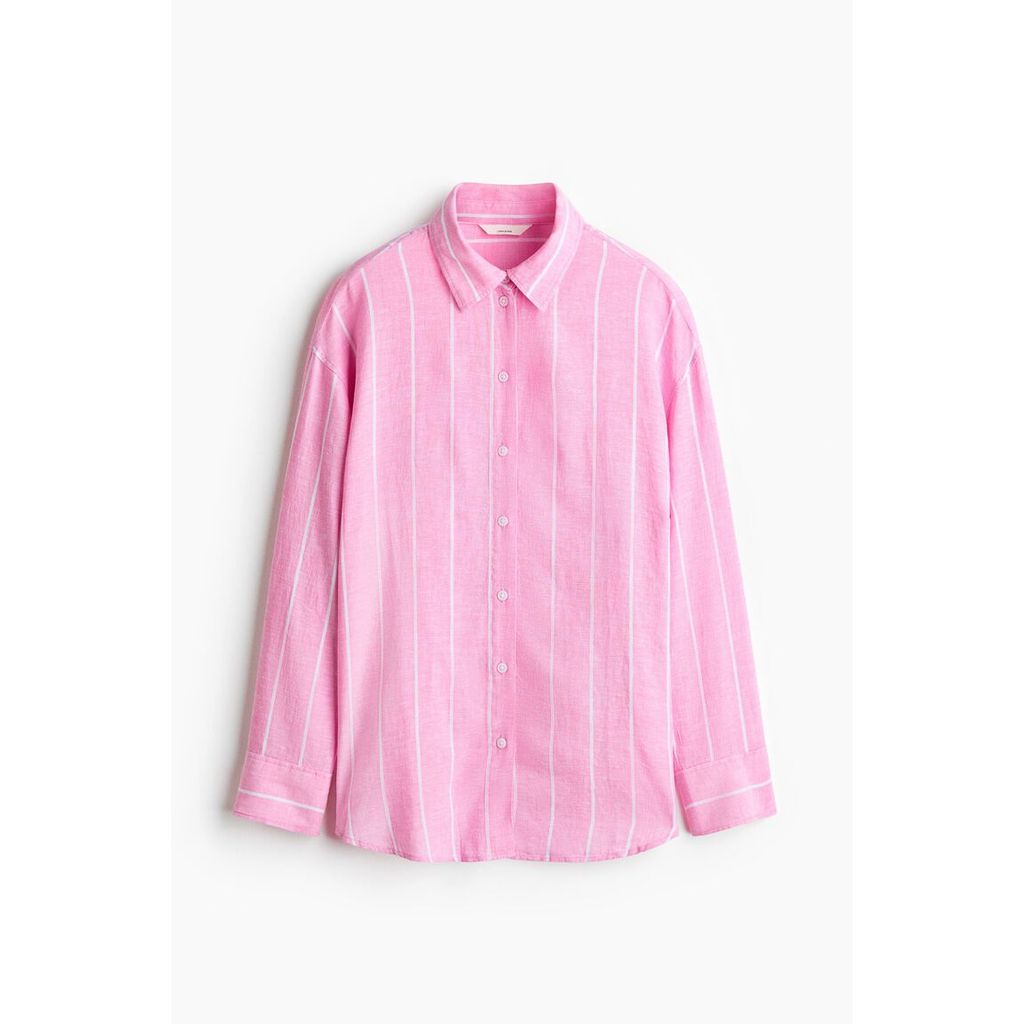 H&M(เอชแอนด์เอ็ม) เสื้อเชิ้ตผ้าลินินผสมขนาดโอเวอร์ไซส์ ผู้หญิง 1283782_4