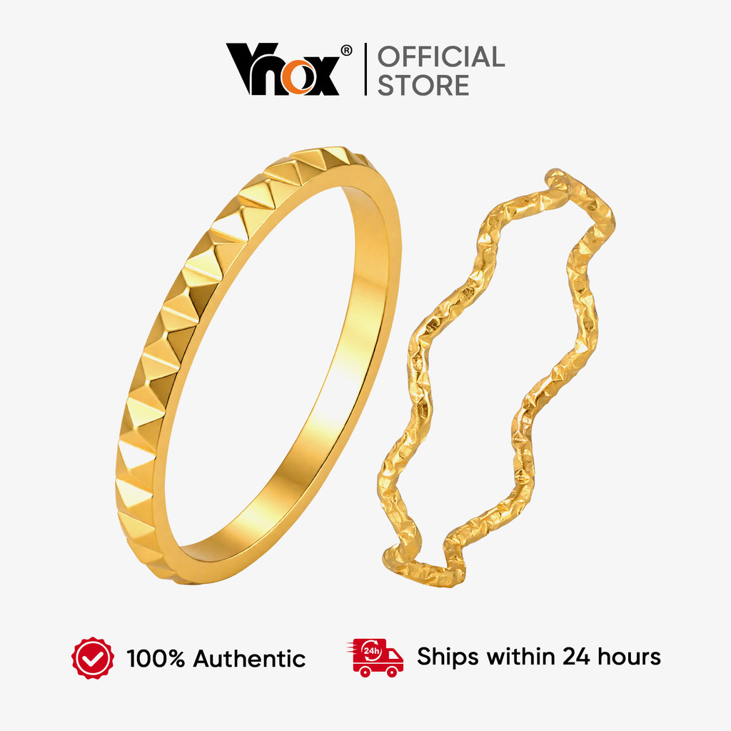 Vnox خاتم رفيع 2 مم مطلي ذهب 18K — لا يبهت — صورة 8