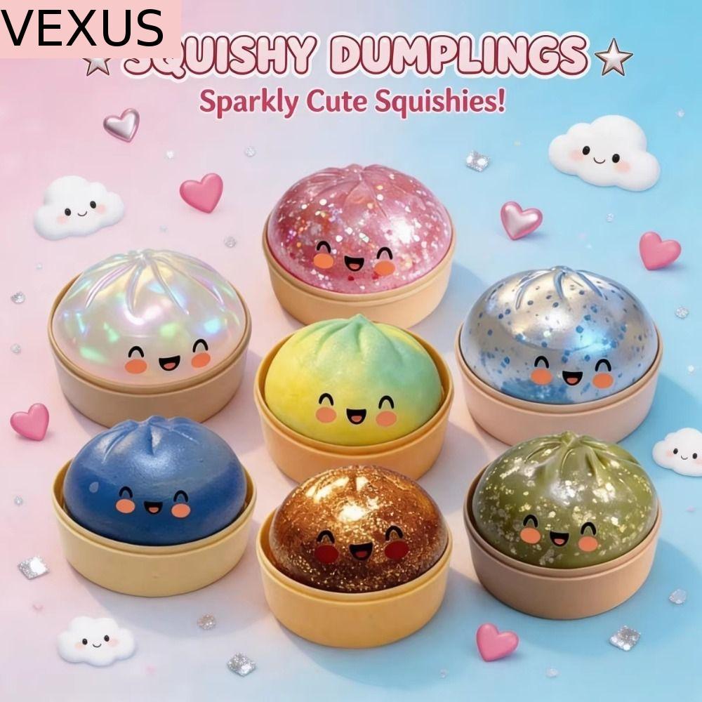 VEXUS Bun Sensory Balls, Giant Rainbow Glittering Dumpling Squishes,จําลอง Dumpling-Shaped น่ารักหยิกนุ่ม Squishy ของเล่นผู้ใหญ่และเด็ก