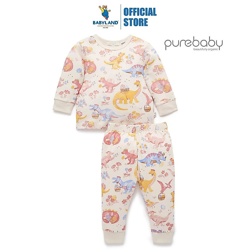 Purebaby Organic Pyjama Set - Easter Dino Gather Print