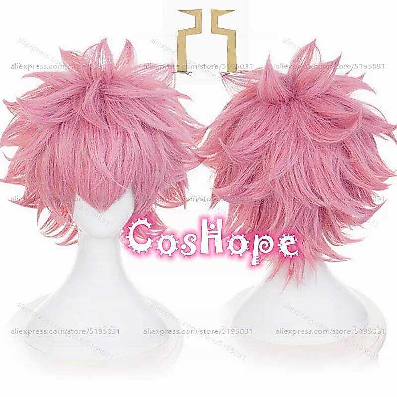 C MHA Pinky Ashido Mina Cosplay Wig Women Fluffy Pink Wig Cosplay Anime Cosplay Wig Heat Resistant