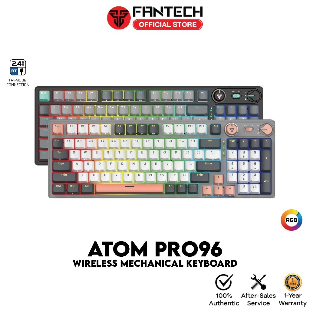 Fantech Atom Pro96 MK914 คีย์บอร์ดไร้สาย Hot-Swappable RGB Lighting 96 คีย์