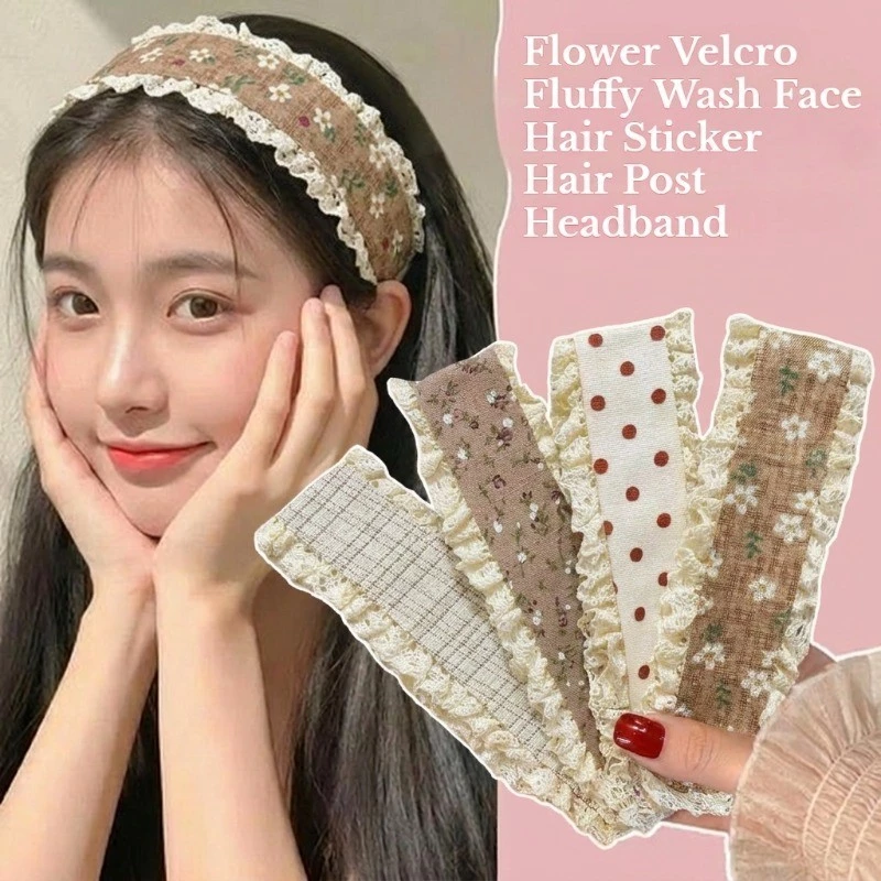 ผมโพสต์แถบคาดศีรษะแฟชั่นเกาหลีดอกไม้ Velcro Fluffy Wash Face แถบคาดศีรษะผมสติกเกอร์ Hairband อุปกรณ์เสริมผม