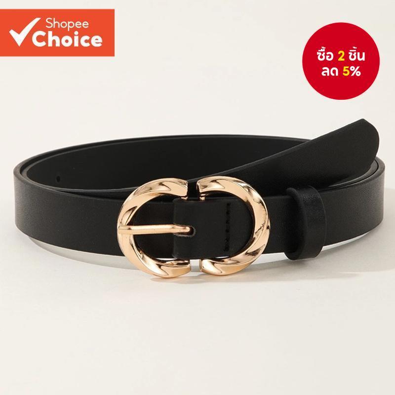 Chic ประณีต Double D โลหะผสมหัวเข็มขัด PU เข็มขัดสําหรับผู้หญิงอเนกประสงค์น้ําหนักเบากางเกงยีนส์ชุด
