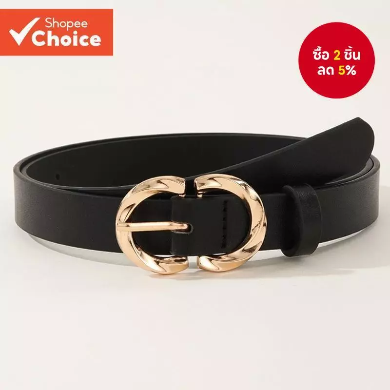 Chic ประณีต Double D โลหะผสมหัวเข็มขัด PU เข็มขัดสําหรับผู้หญิงอเนกประสงค์น้ําหนักเบากางเกงยีนส์ชุด