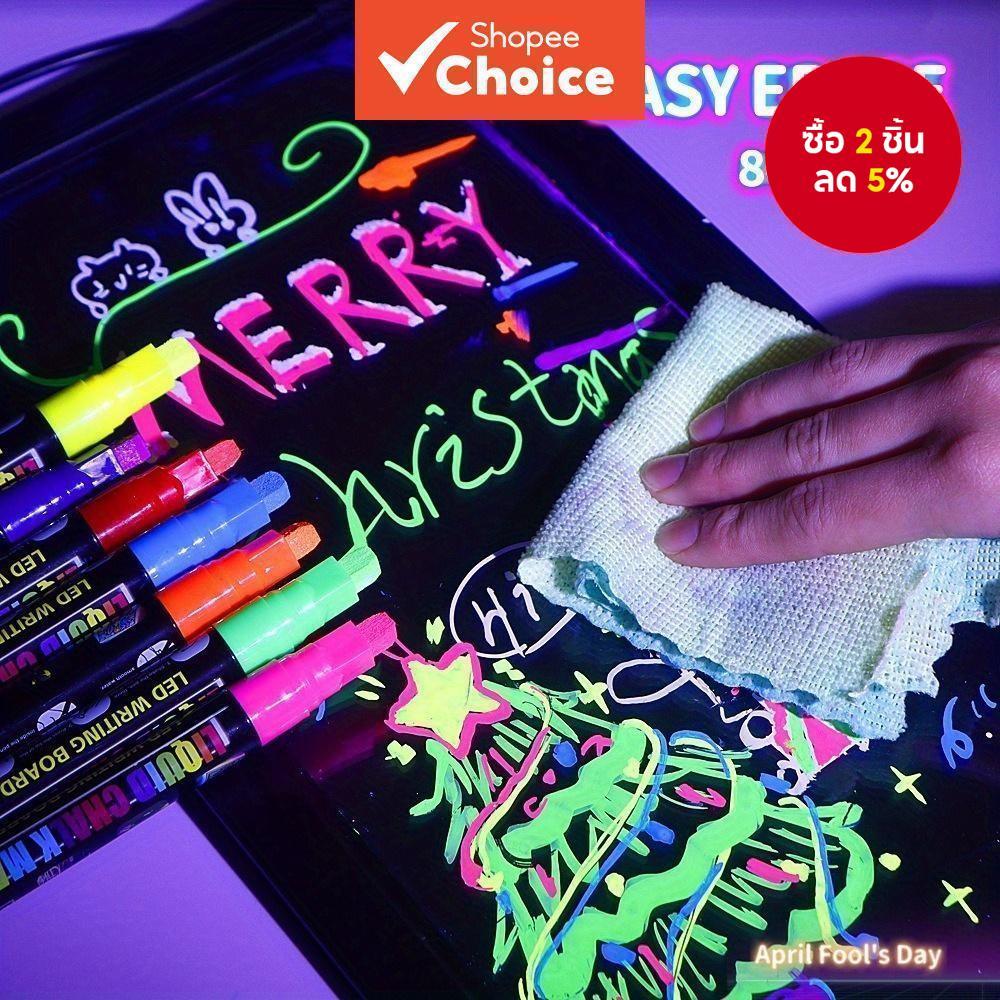 Tcuo 6/8 สีภาษาอังกฤษ Liquid Chalk ปากกา, Erasable Fluorescent Marking สําหรับไวท์บอร์ดและ Graffiti Art อะคริลิค Marker
