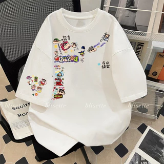 🚚【จัดส่งจากไทย】เสื้อยืดพิมพ์ลายเครยอนชินจัง แขนสั้น คอกลม ผ้าเนื้อนุ่ม สวมใส่สบาย
