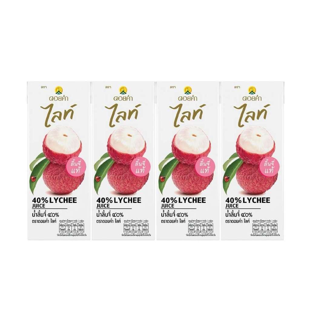 ดอยคำ ไลท์น้ำลิ้นจี่40% Doi Kham Lite Lychee Juice 200ml. Pack4