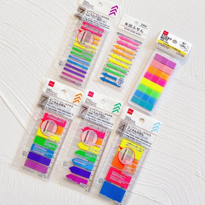 Japan Japan Daiso Handbook Rainbow Color Ultra-Fine Translucent Index Notes Sticky Notes N Times สติ