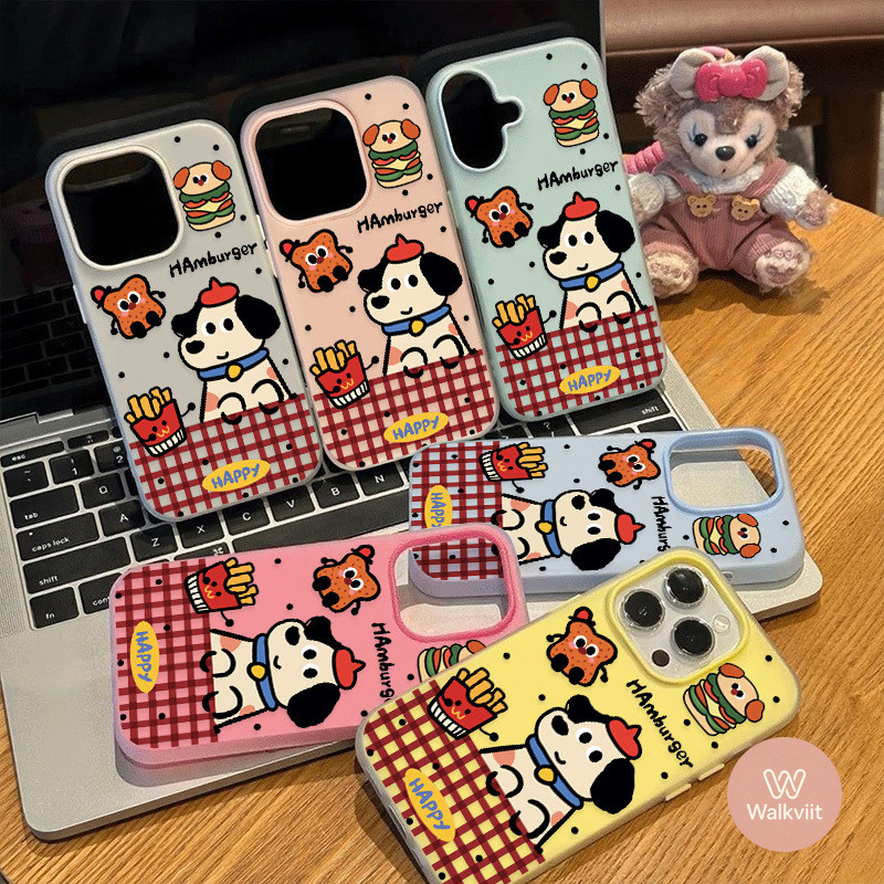 เคสโทรศัพท์ลายหมาน่ารักแฮมเบอร์เกอร์ สำหรับ OPPO A6X A58 A60 A3X A17 A3 A16 A38 A5i A57 A54 A76 A52 A18 A3s A31 A6 A3pro