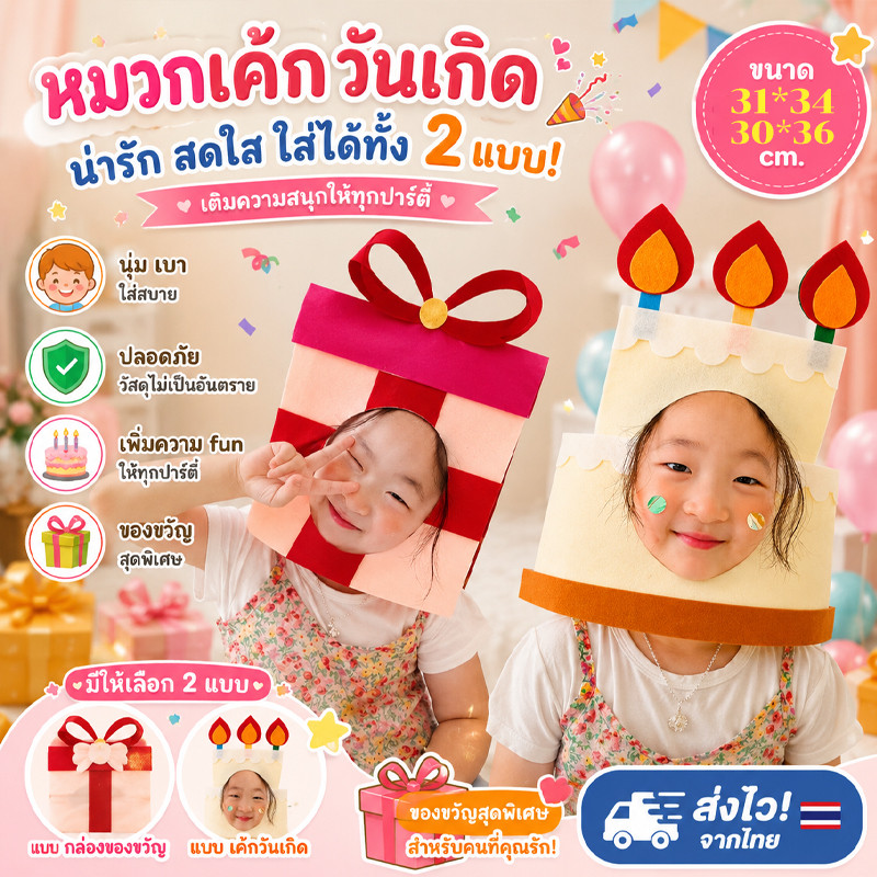 หน้ากากวันเกิด หน้ากากแฮปปี้เบิร์ดเดย์ ตกแต่งปาร์ตี้ เด็กๆ ชอบ พร็อพถ่ายรูป Happy birthday