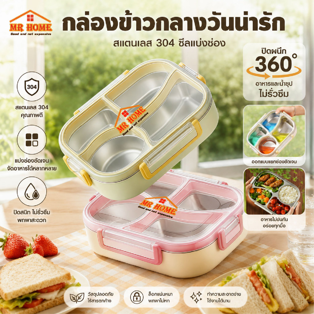 กล่องข้าว กล่องอาหารพกพา Babyกล่องข้าว กล่องข้าวสแตนเลส 316 เข้าไมโครเวฟได้ กล่องข้าวพกพา ปิ่นโต กล่องพร้อมฝาปิด