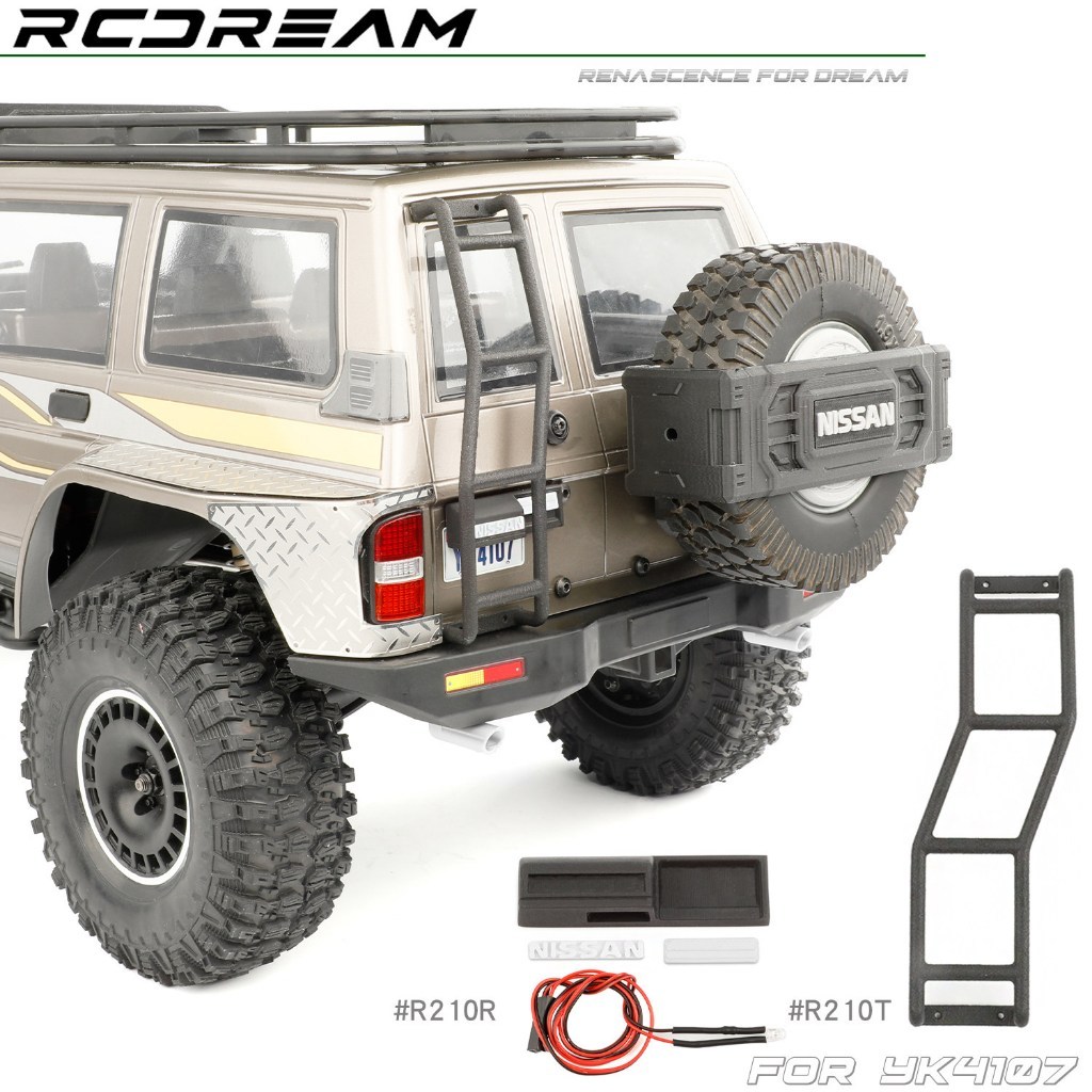 RCDream จําลองบันไดด้านหลังและป้ายทะเบียนสําหรับ 1/10 YIKONG YK4107 RC รุ่นรถ Crawler อัพเกรดการปรับ