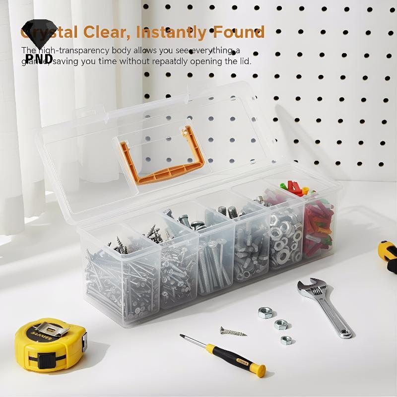 PND ฮาร์ดแวร์เครื่องมือกล่องเก็บ Multipartment Clear Organizer พลาสติกทนทานสําหรับ Electronicpons Storage raoog
